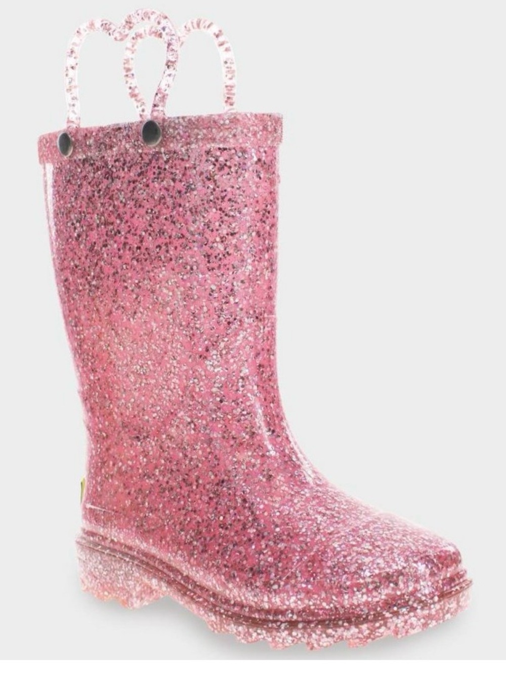 Western Chief Kids Glitter Pink Rain Boots with Pull Handles